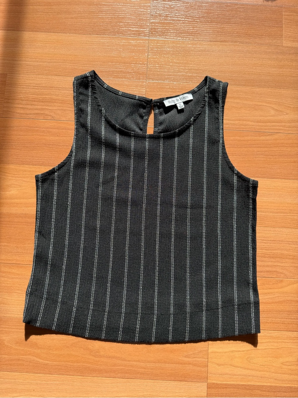 Black Pinstripe Sleeveless Crop Tank